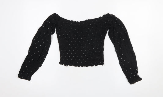 Womens UK Size S Hollister Black Cropped Blouse