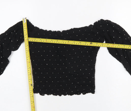 Womens UK Size S Hollister Black Cropped Blouse