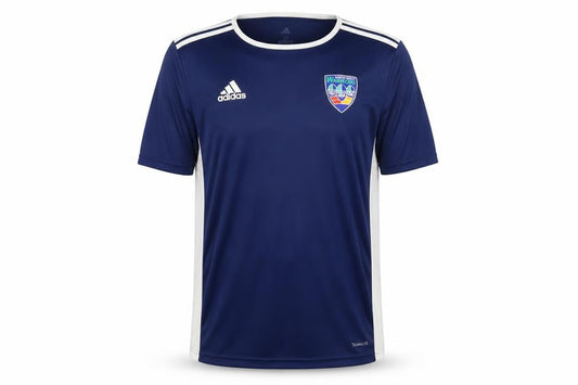 Front view of adidas Men's Blue Climalite Football T-Shirt M Regular Fit