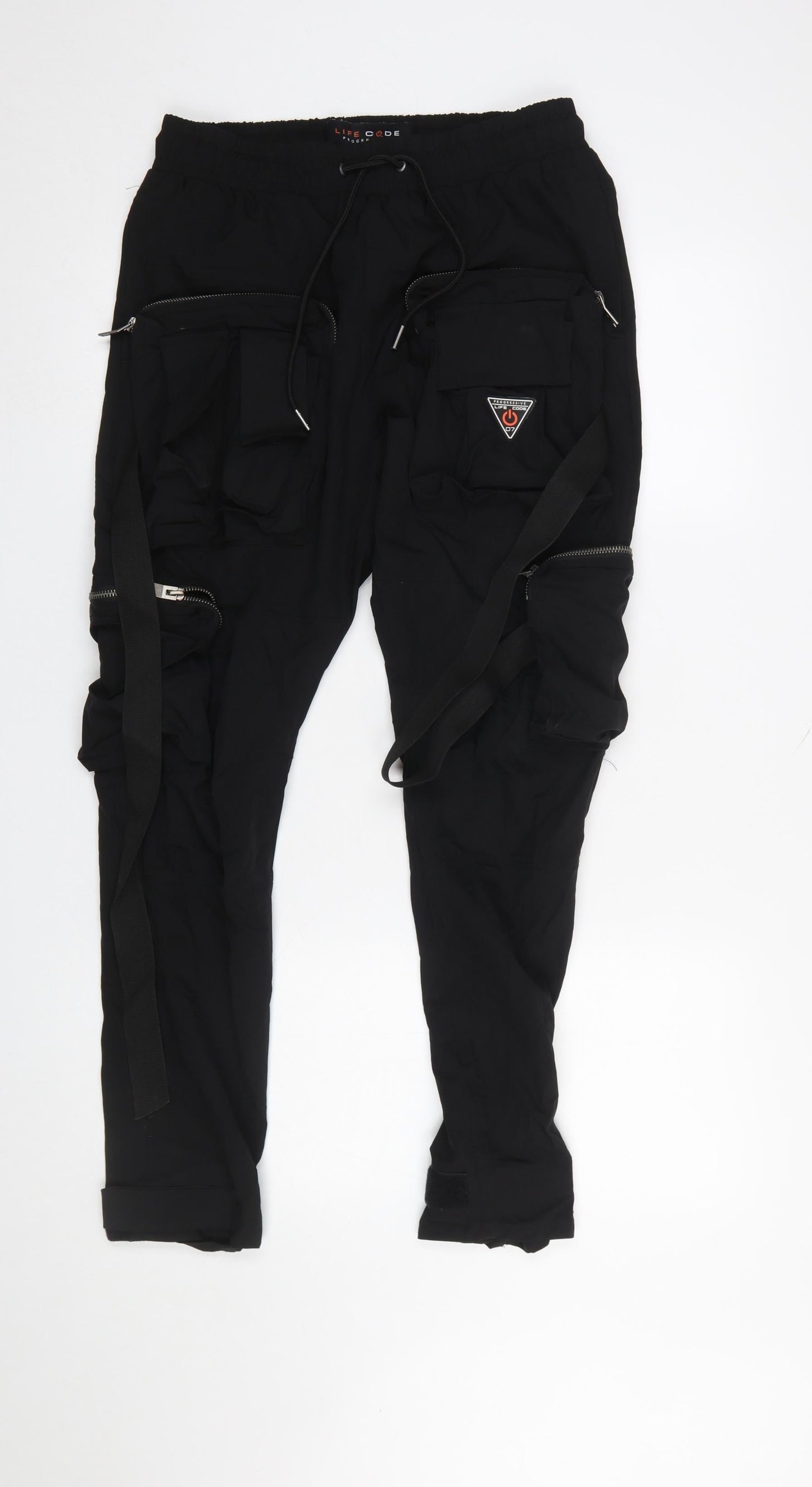 Womens UK Size S Life Code Progressive Regular Fit Cargo Black Trousers