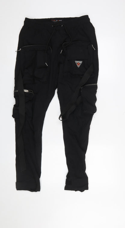 Womens UK Size S Life Code Progressive Regular Fit Cargo Black Trousers
