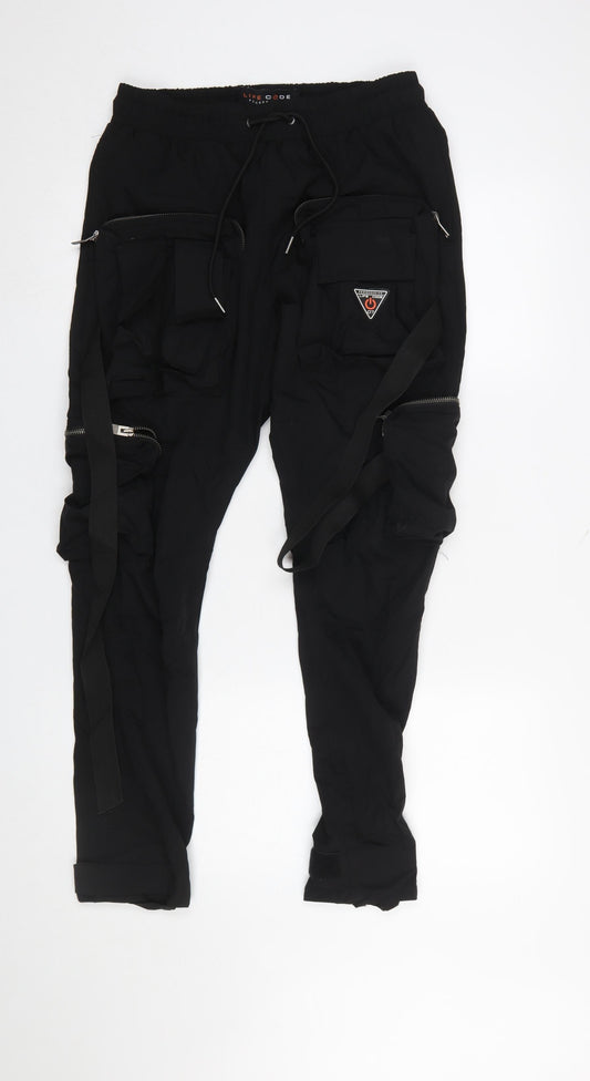 Womens UK Size S Life Code Progressive Regular Fit Cargo Black Trousers