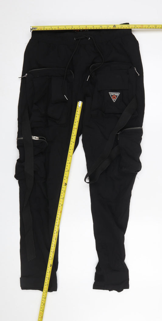 Womens UK Size S Life Code Progressive Regular Fit Cargo Black Trousers