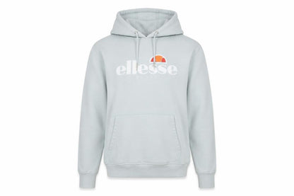 Front view of Ellesse Women’s Light Blue Pullover Hoodie UK 12 Cotton Blend Logo Sport