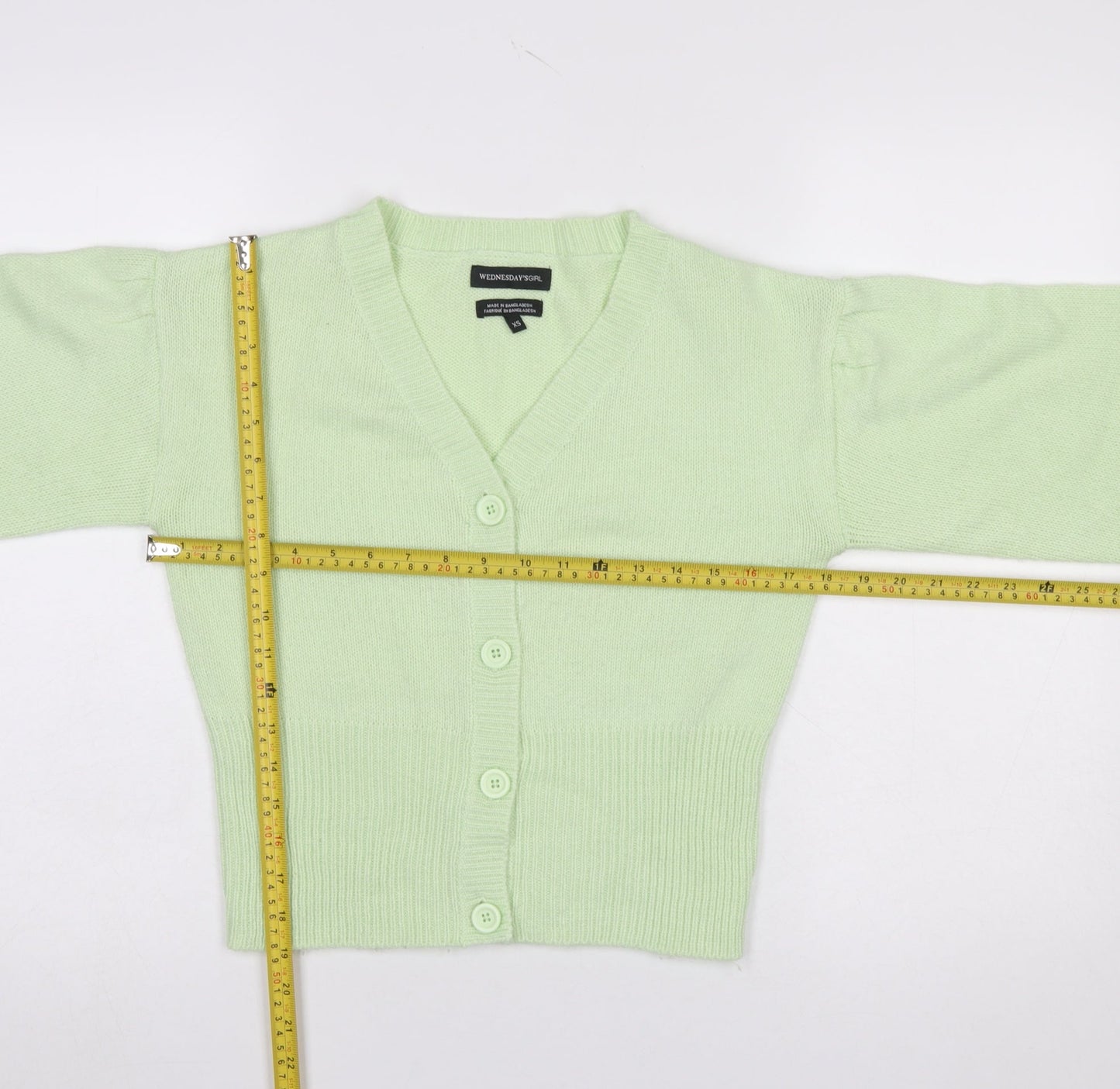 Womens UK Size XS Wednesday's Girl Green Cardigan Jumper