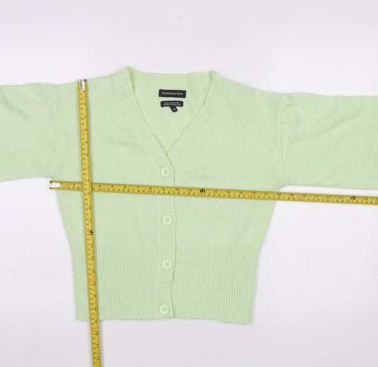 Womens UK Size XS Wednesday's Girl Green Cardigan Jumper
