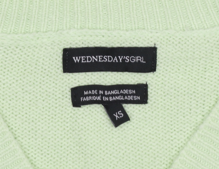Womens UK Size XS Wednesday's Girl Green Cardigan Jumper