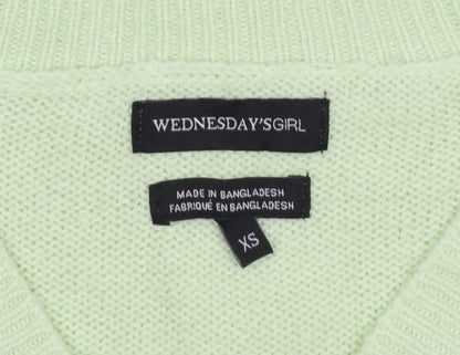 Womens UK Size XS Wednesday's Girl Green Cardigan Jumper