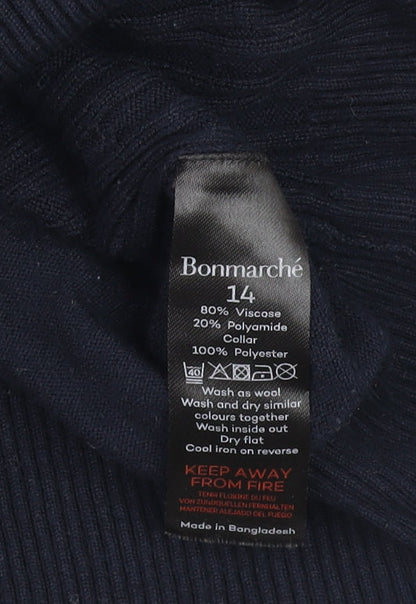 Womens UK Size 14 Bonmarché Blue Classic Button-Up