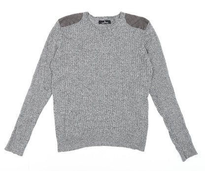 Twisted Soul Men's Grey Knit Long Sleeve Crew Neck Jumper M