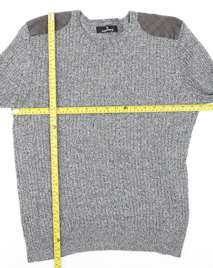 Twisted Soul Men's Grey Knit Long Sleeve Crew Neck Jumper M