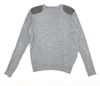 Twisted Soul Men's Grey Knit Long Sleeve Crew Neck Jumper M