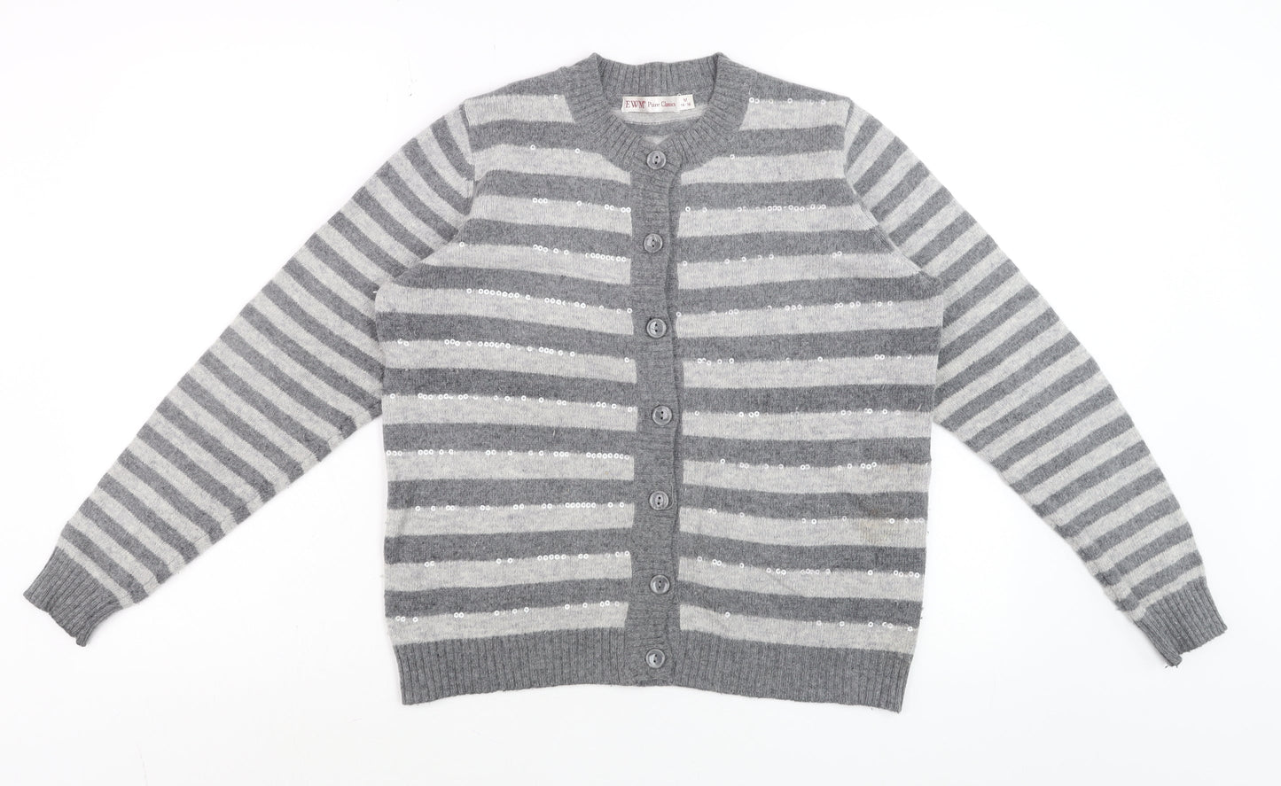 Womens UK Size 14 EWM Grey Cardigan Jumper