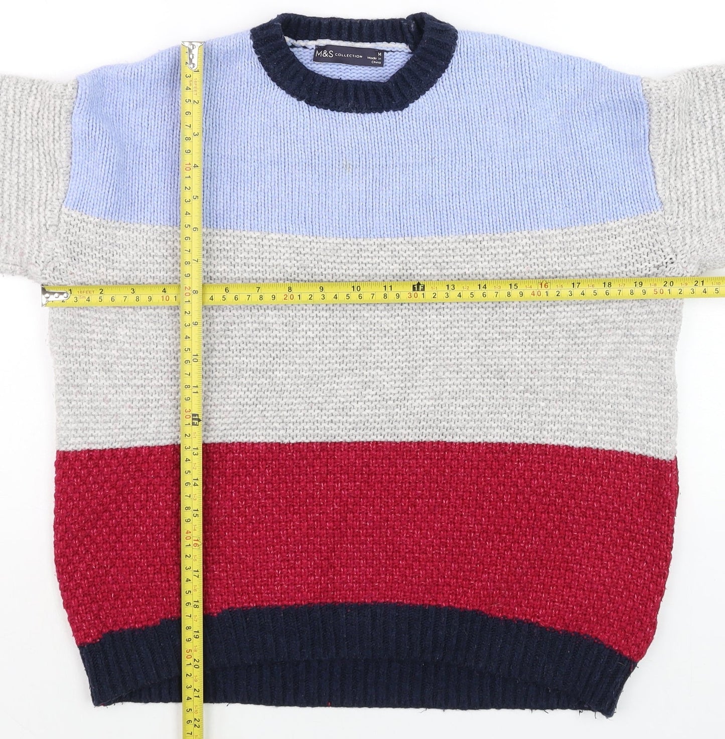 Mens UK Size M Marks and Spencer Multicoloured Pullover Jumper