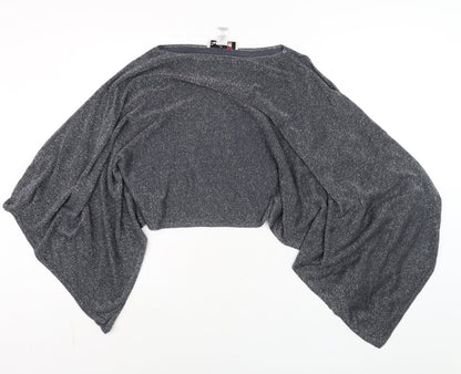 Womens UK Size One Size Damsel in a Dress Grey Wrap Blouse