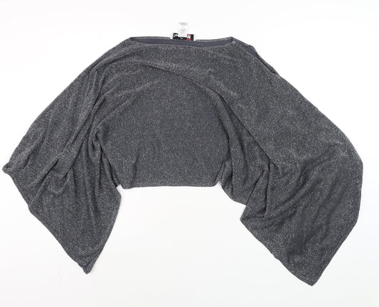 Womens UK Size One Size Damsel in a Dress Grey Wrap Blouse