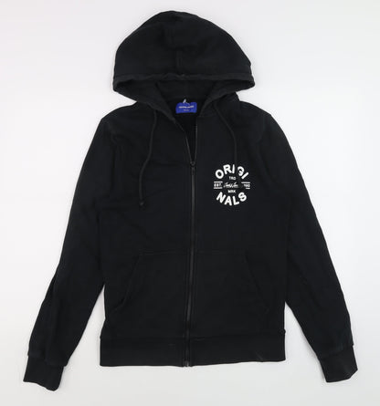 Mens UK Size S JACK & JONES Black Full Zip Hoodie