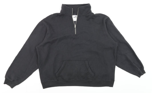 Mens UK Size L Hollister Black 1/4 Zip Sweatshirt