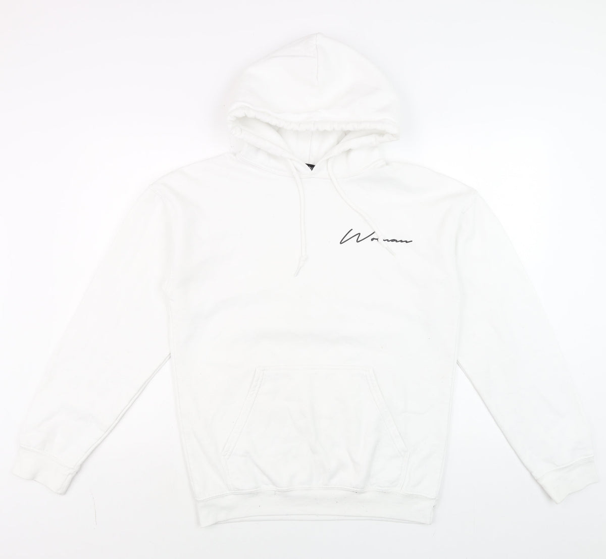 Mens UK Size S Boohoo White Pullover Hoodie