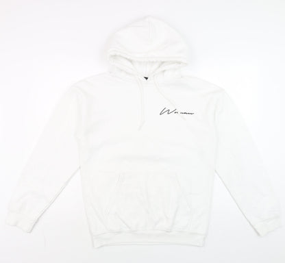 Mens UK Size S Boohoo White Pullover Hoodie