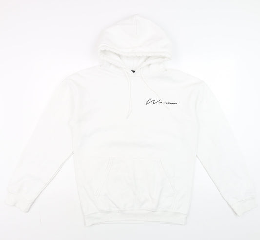 Mens UK Size S Boohoo White Pullover Hoodie