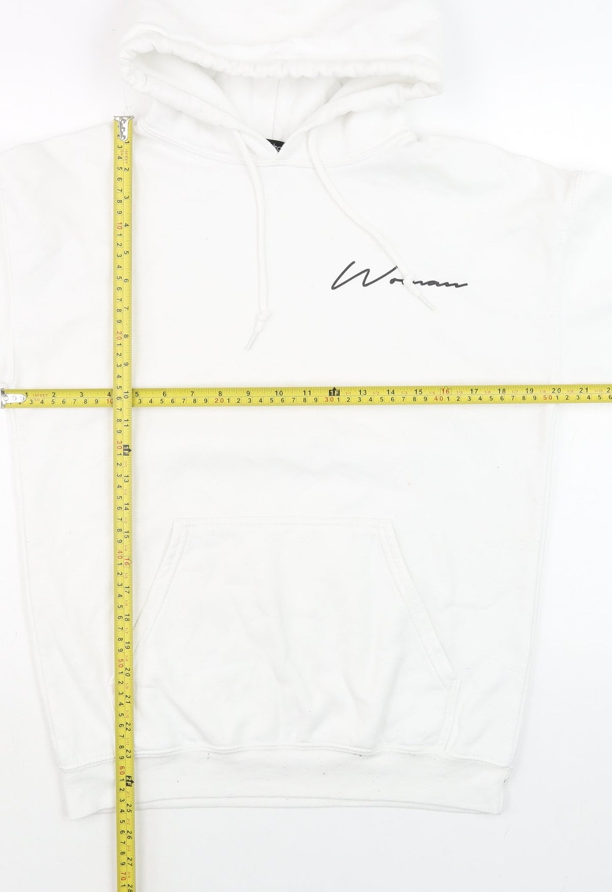 Mens UK Size S Boohoo White Pullover Hoodie