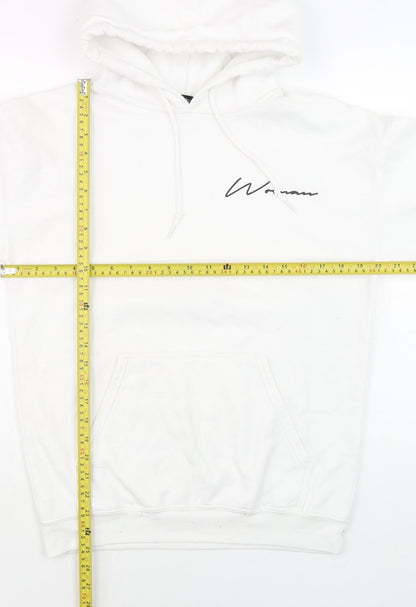 Mens UK Size S Boohoo White Pullover Hoodie