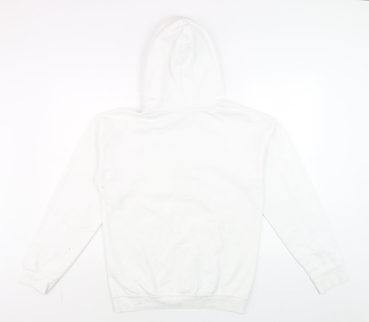 Mens UK Size S Boohoo White Pullover Hoodie