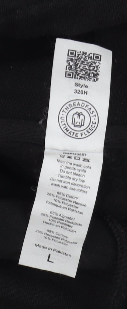 Mens UK Size L Threadfast Apparel Black Pullover Hoodie