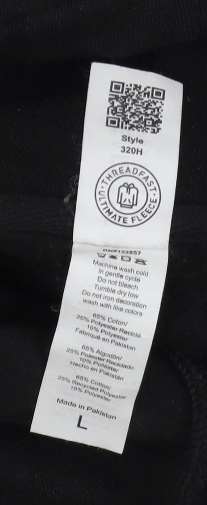 Mens UK Size L Threadfast Apparel Black Pullover Hoodie