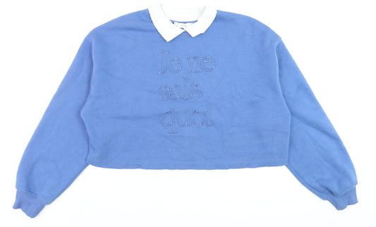 Womens UK Size S Bershka Blue Pullover Sweatshirt
