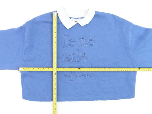 Womens UK Size S Bershka Blue Pullover Sweatshirt