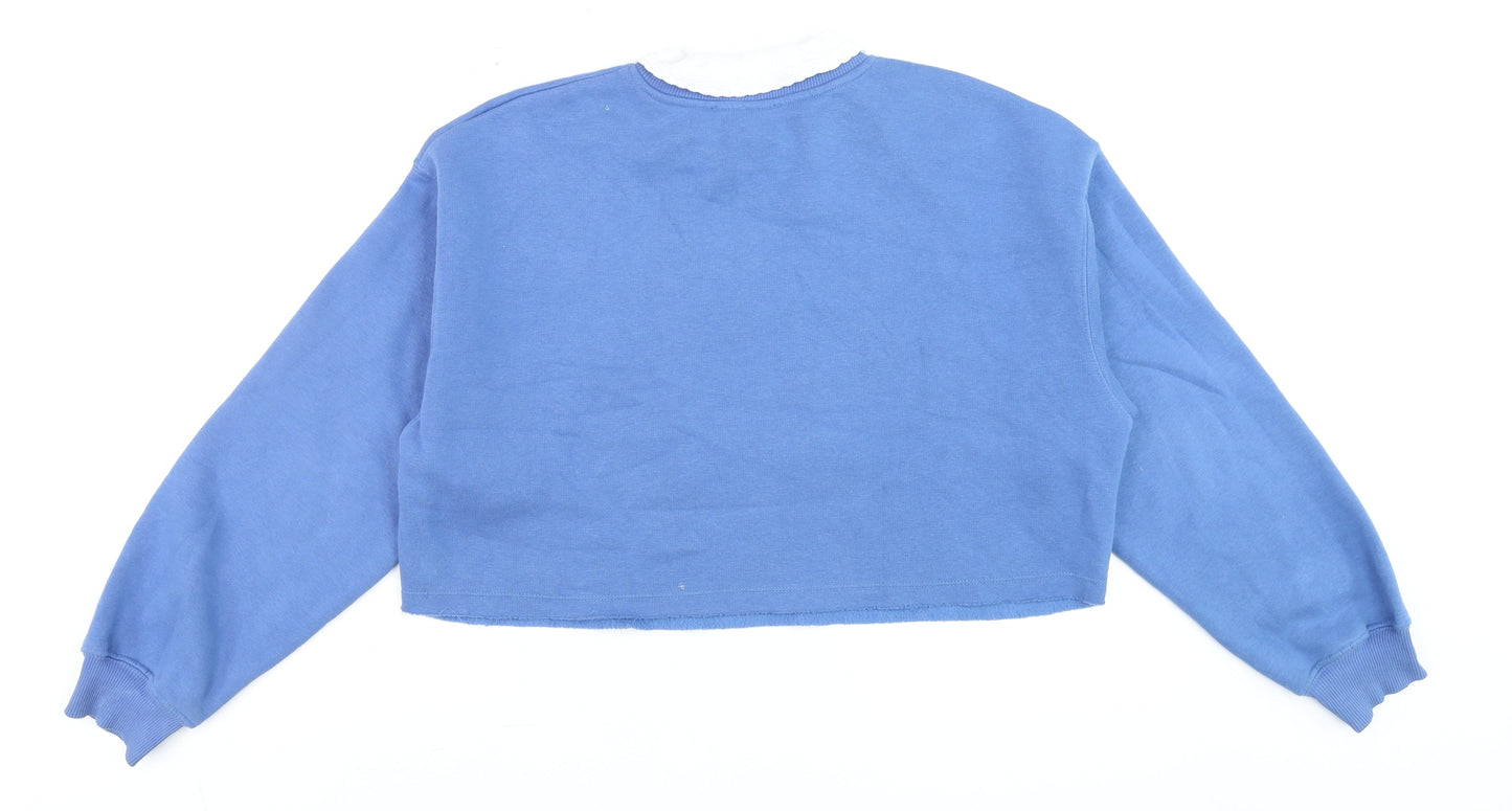 Womens UK Size S Bershka Blue Pullover Sweatshirt