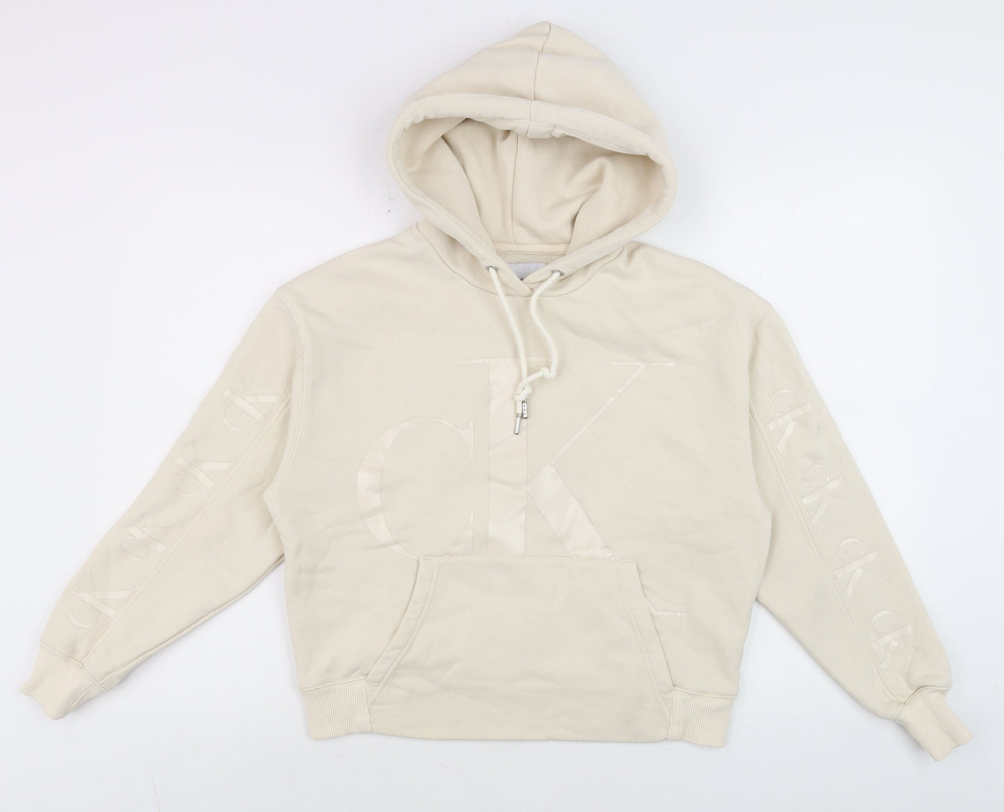 Mens UK Size XS Calvin Klein Jeans Beige Pullover Hoodie