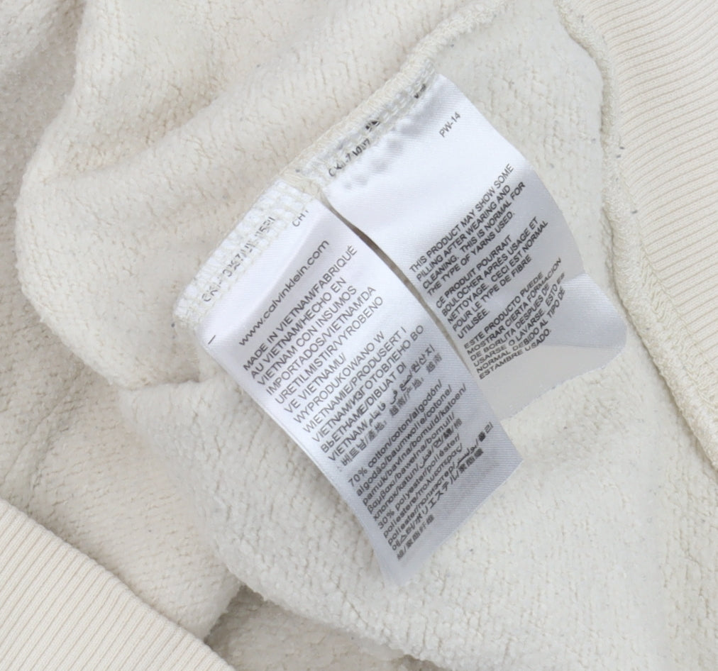 Mens UK Size XS Calvin Klein Jeans Beige Pullover Hoodie