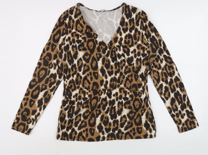 Womens UK Size L Kettlewell Brown Wrap T-Shirt