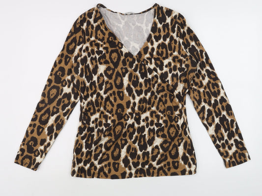 Womens UK Size L Kettlewell Brown Wrap T-Shirt