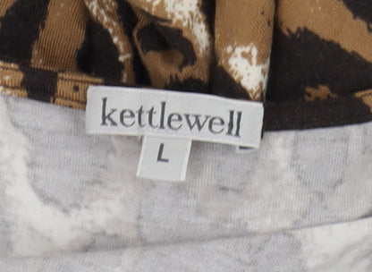 Womens UK Size L Kettlewell Brown Wrap T-Shirt