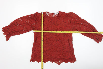 Womens UK Size 10 Gallery Red Tunic Blouse