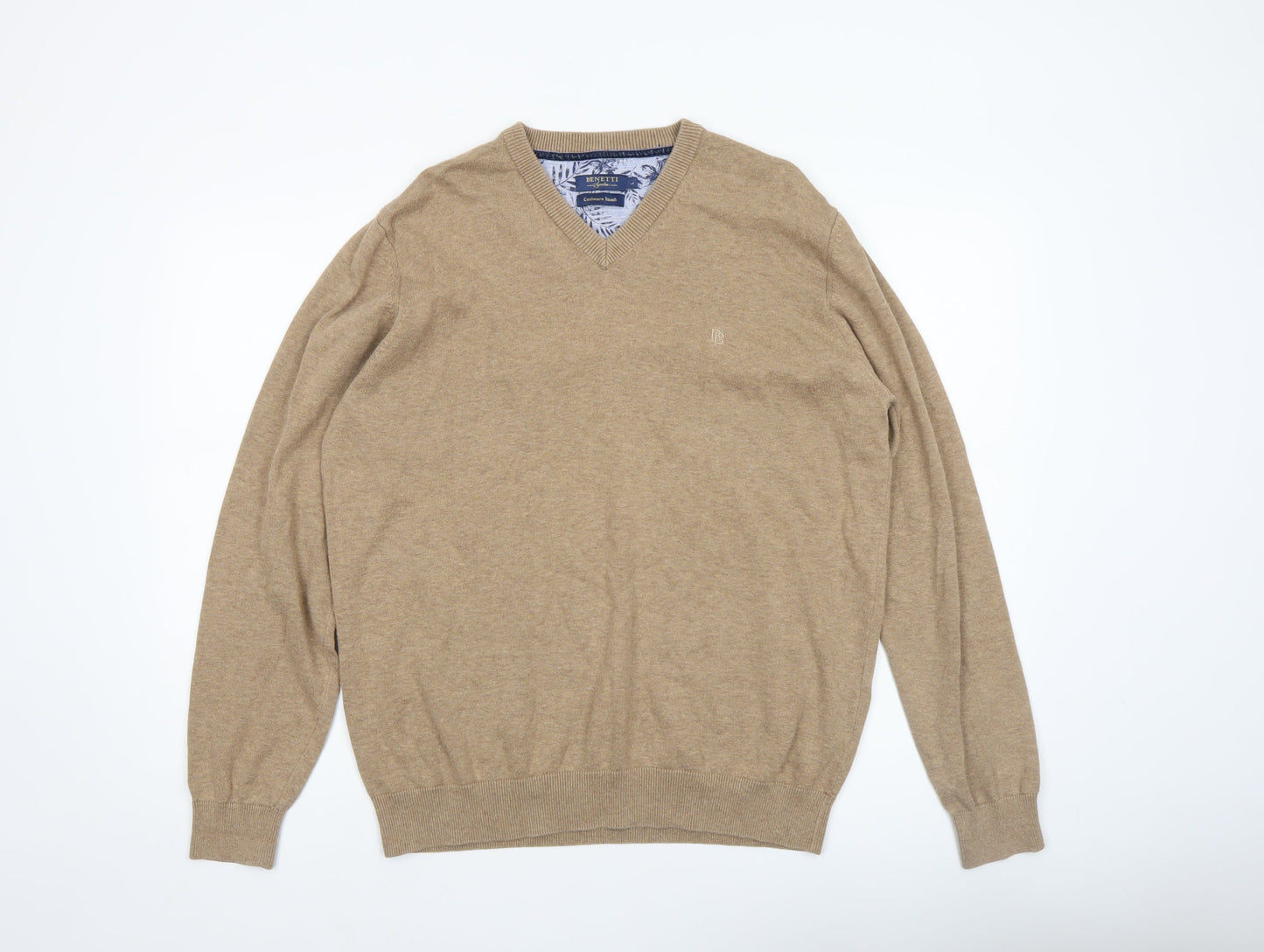 Mens UK Size L Benetti Beige Pullover Jumper