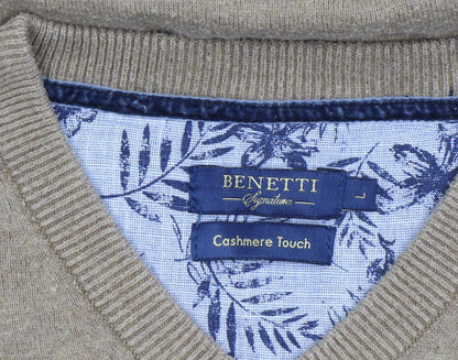 Mens UK Size L Benetti Beige Pullover Jumper