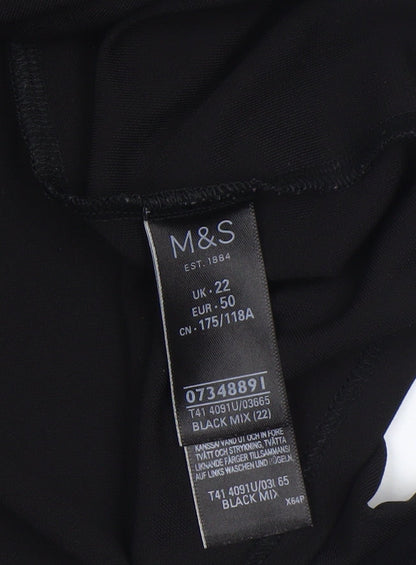 Womens UK Size 22 Marks and Spencer Black Basic T-Shirt