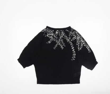 Womens UK Size M Phase Eight Black Cropped Blouse