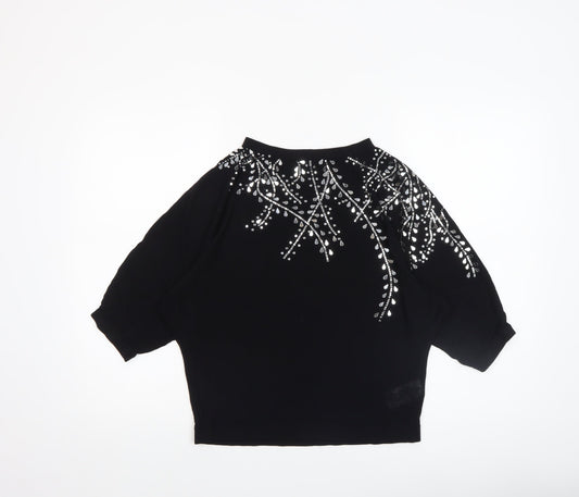 Womens UK Size M Phase Eight Black Cropped Blouse