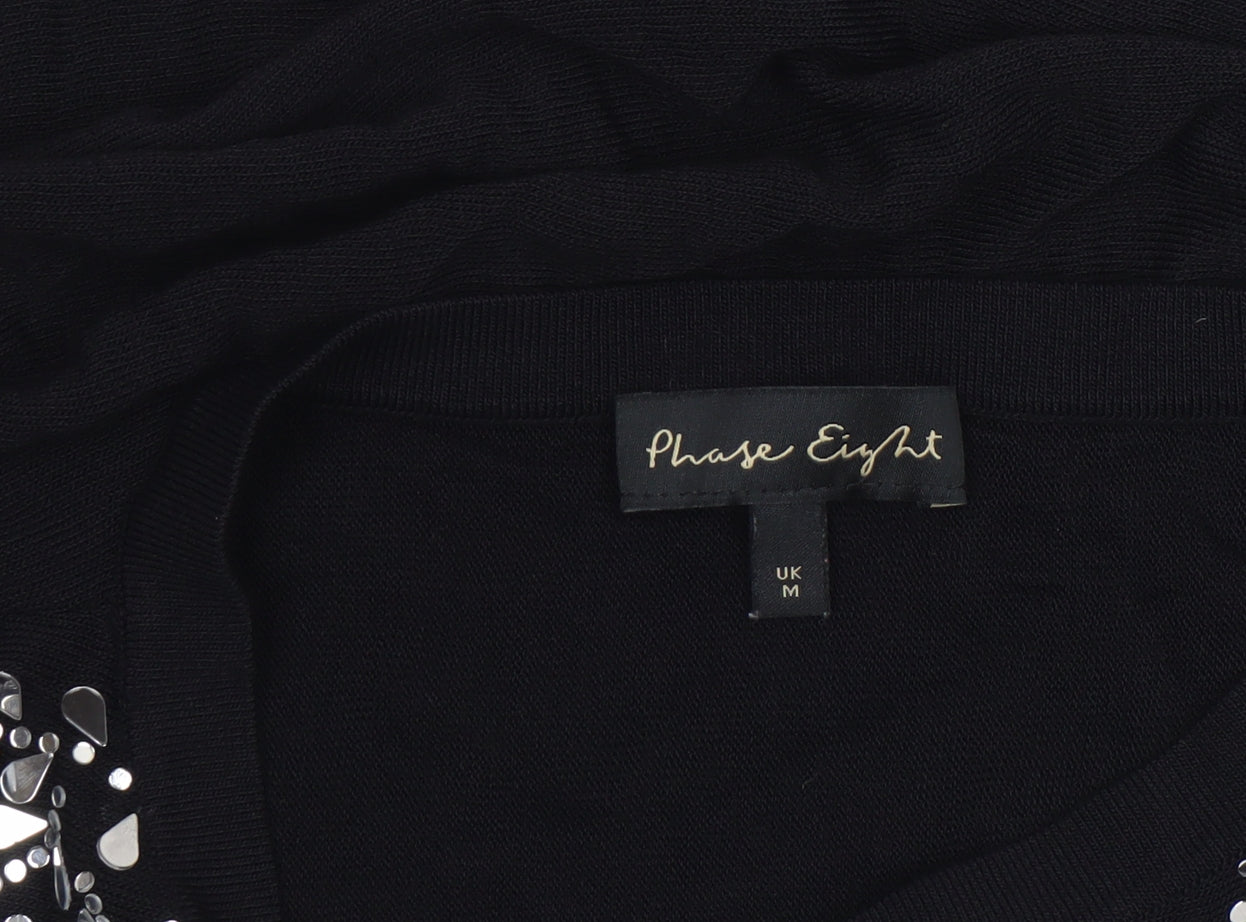 Womens UK Size M Phase Eight Black Cropped Blouse