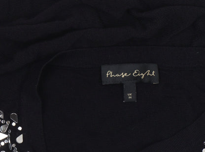 Womens UK Size M Phase Eight Black Cropped Blouse