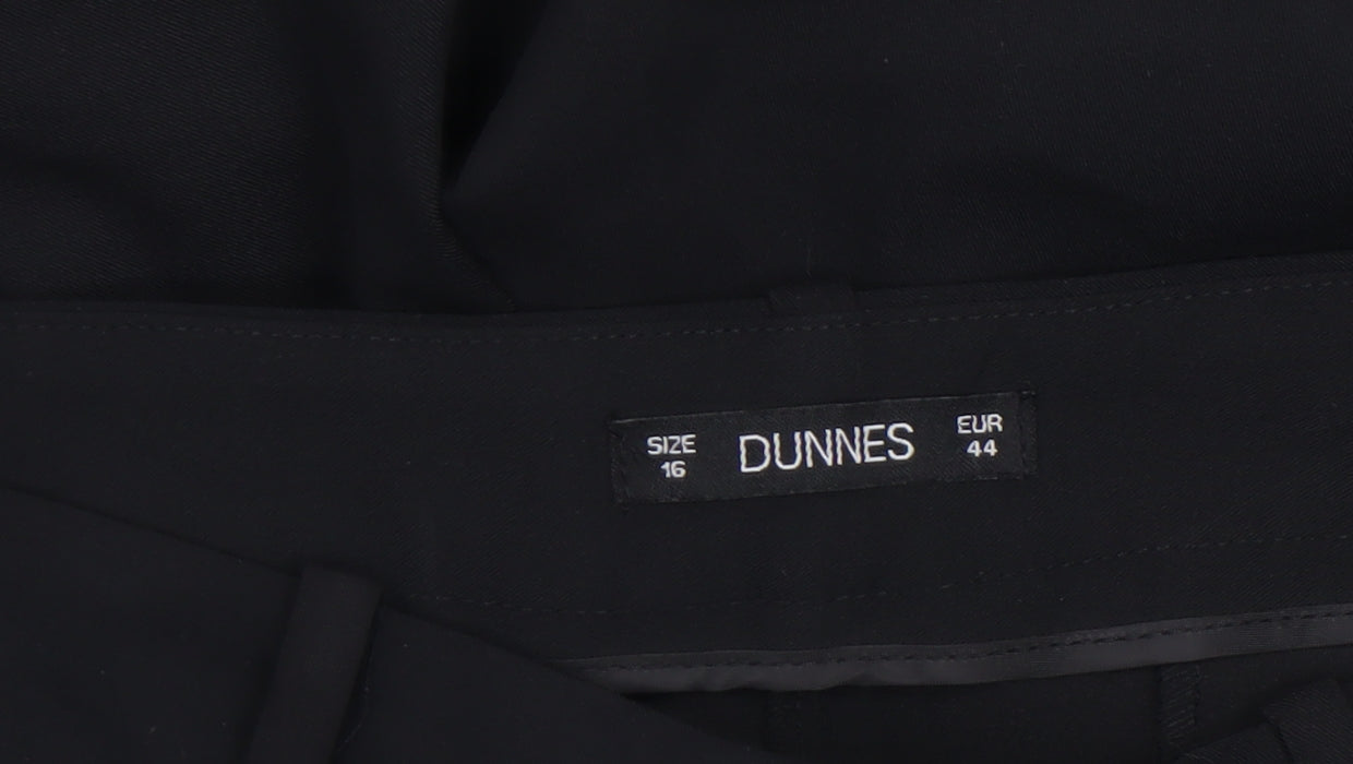 Womens UK Size 16 Dunnes Regular Fit Dress Pants Black Trousers
