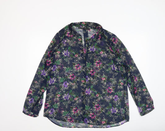 Zara Basic Women’s Multicoloured Floral Chiffon Blouse XL