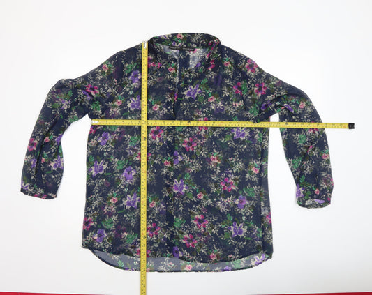 Zara Basic Women’s Multicoloured Floral Chiffon Blouse XL