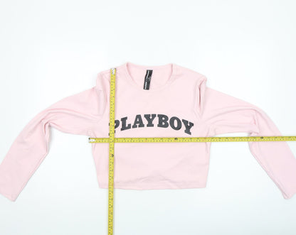 Womens UK Size XL Missguided Pink Cropped T-Shirt